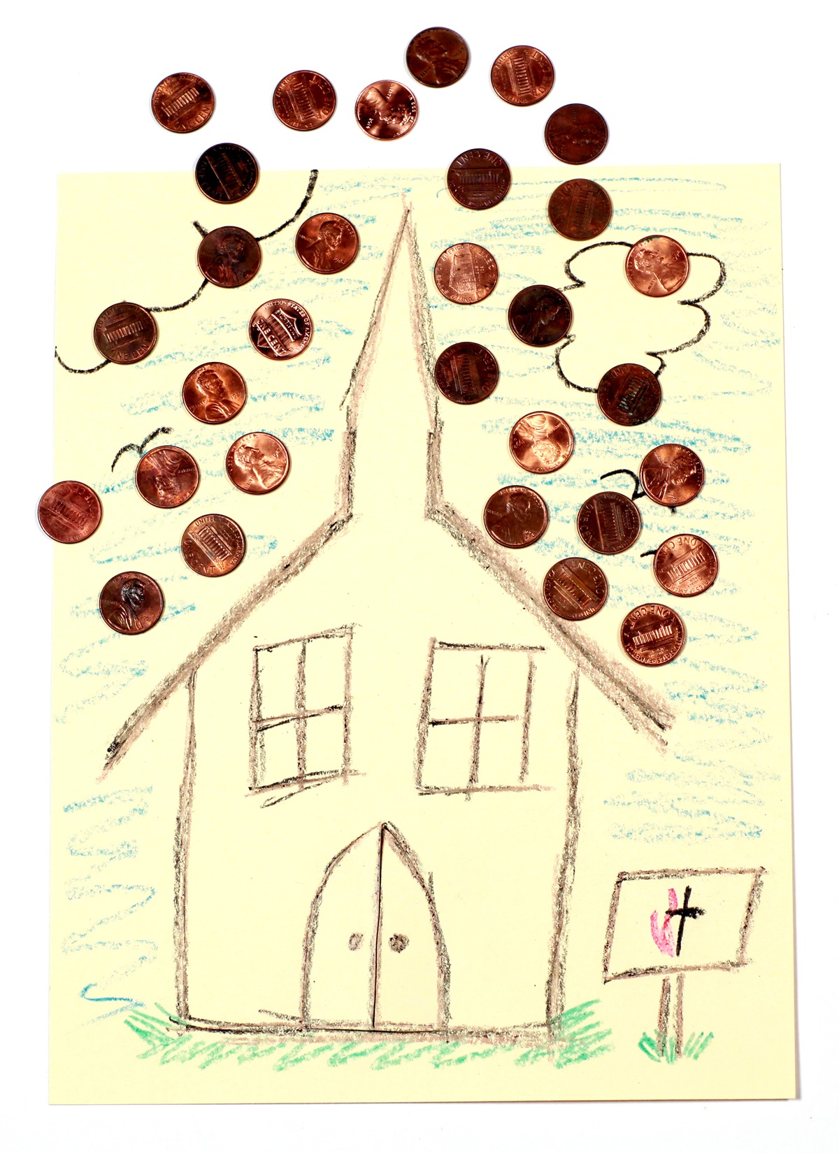 Churchgoers' offering accumulates to support the work of bishops and general agencies, among other global church efforts. Photo illustration by Joey Butler and Kathleen Barry, United Methodist Communications