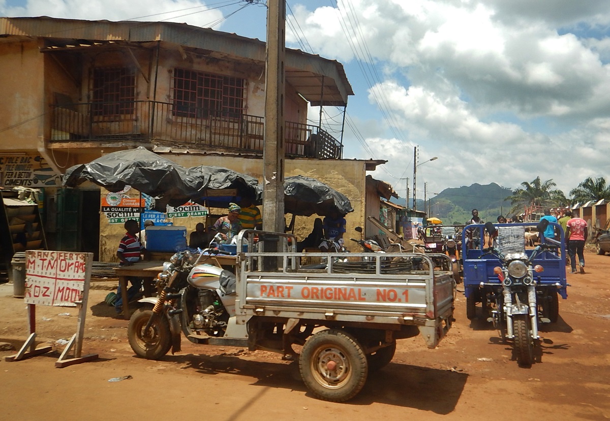A motorcycle taxi awaits its next load in Man, Côte d’Ivoire. Photo by Isaac Broune, UMNS