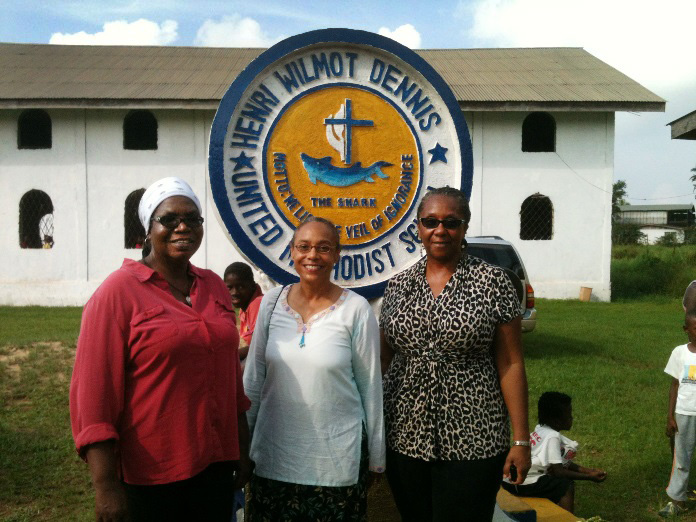 The General Board of Global Ministries’ assigned missionaries now working in Liberia (from left) are Priscilla Jaiah, Helen Evans-Roberts, and Mary Zigbuo. Photo by Julu Swen, UMNS