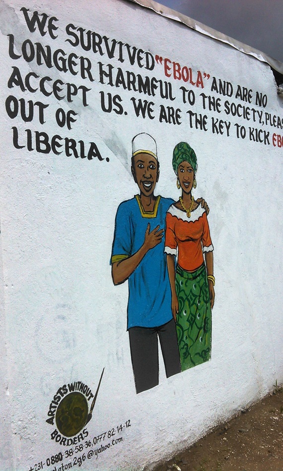 Liberia has incorporated the visual arts in mural form in order to communicate information about Ebola. This mural encourages accepting Ebola survivors. 