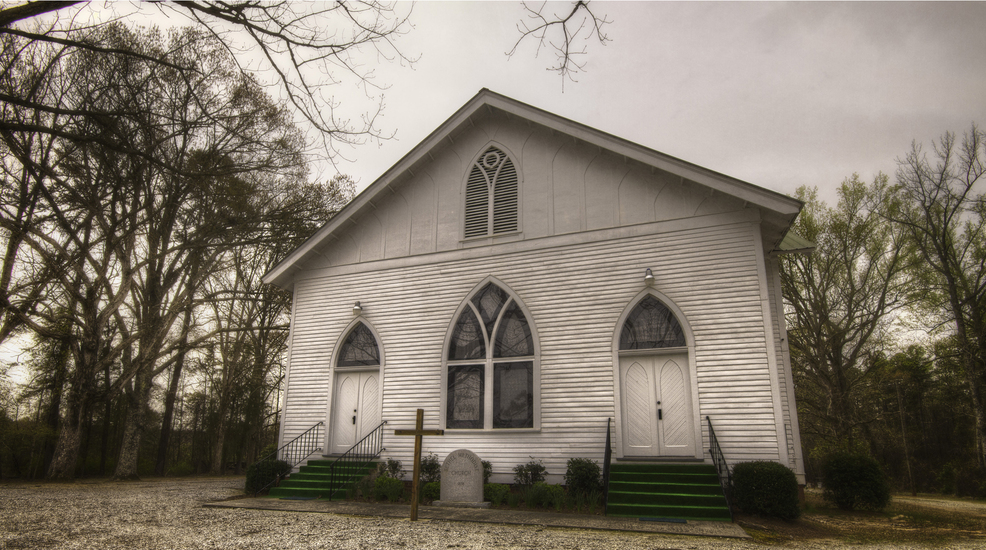 Bethel United Methodist Church, near Washington, Ga., was founded around 1835. The current white-frame sanctuary dates to 1916, and was built for about $7,000, including furnishings. Photo by Scott MacInnis, courtesy Historic Rural Churches of Georgia. 