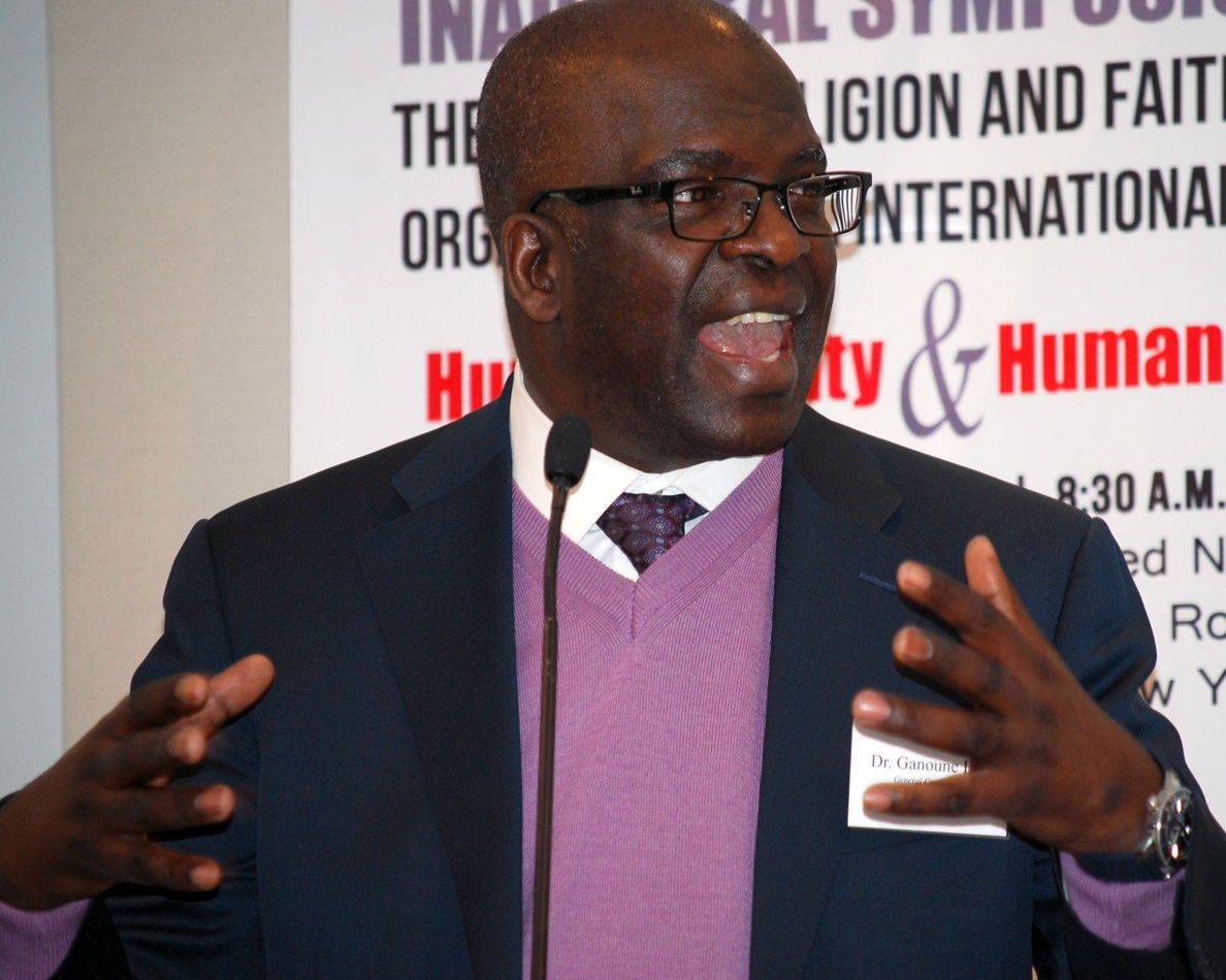 The Rev. Ganoune Diop, permanent representative to the United Nations, Seventh-day Adventist Church, was a presenter and moderator during the Jan. 21 symposium. Photo by Wayne Rhodes, GBCS