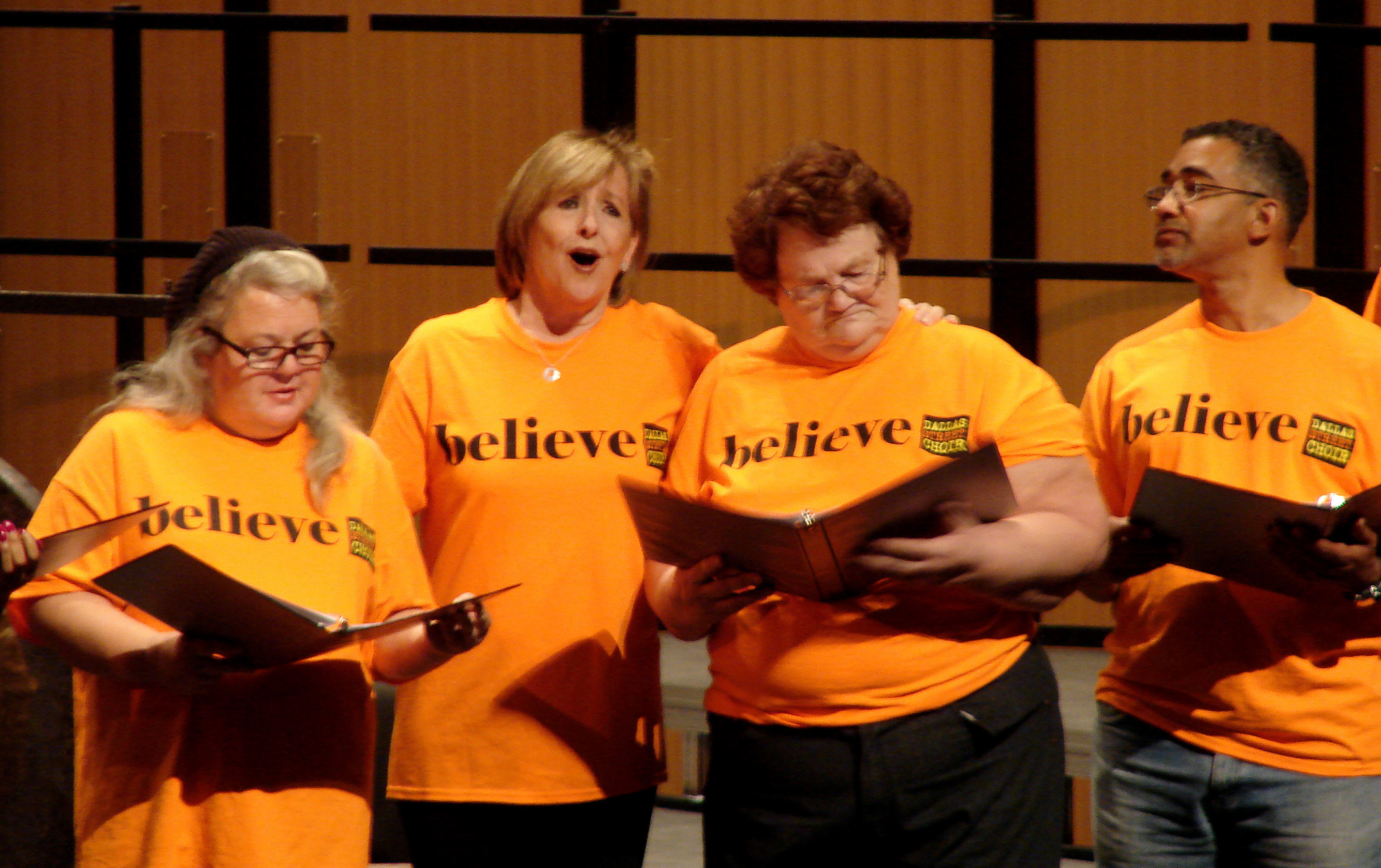 Opera star Frederica von Stade takes a solo while singing with the Dallas Street Choir during a Jan. 25, 2015, benefit concert in Dallas. Photo by Sam Hodges, UMNS