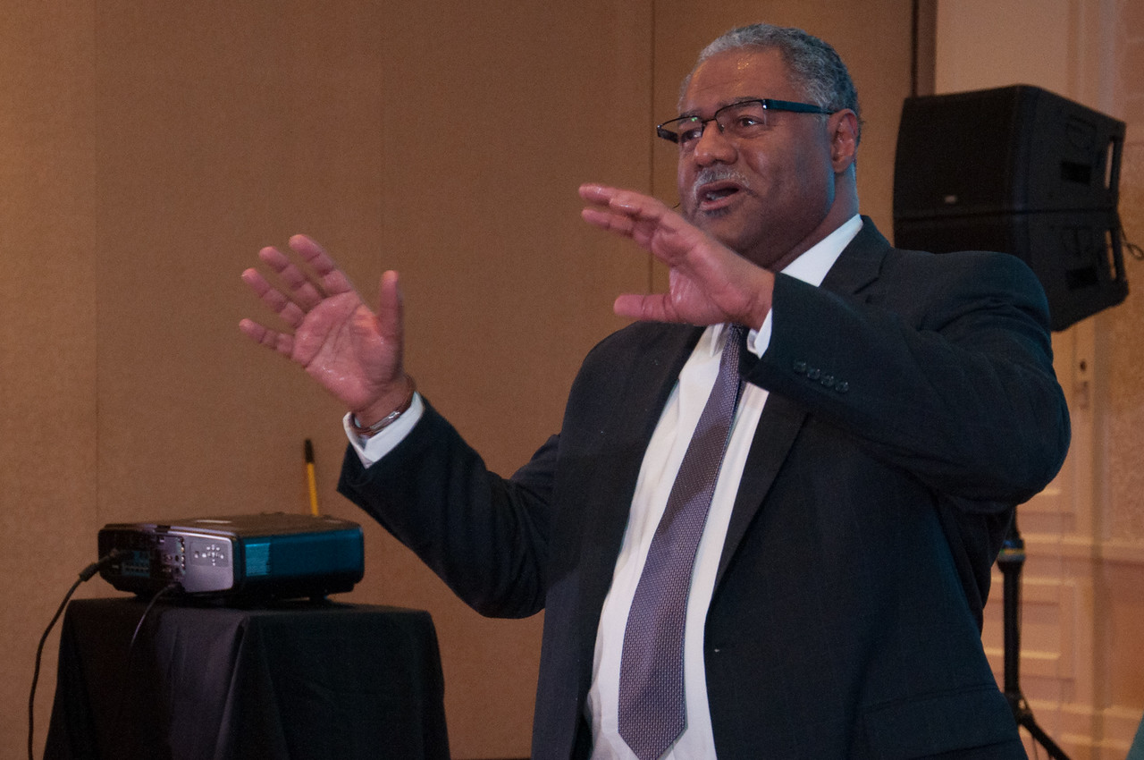 “Trust God when the air is rough and the enemy is real,” Bishop Julius C. Timble of the Iowa Conference told pastors attending conference for pastors of black churches. Photo courtesy of Linda Furtado