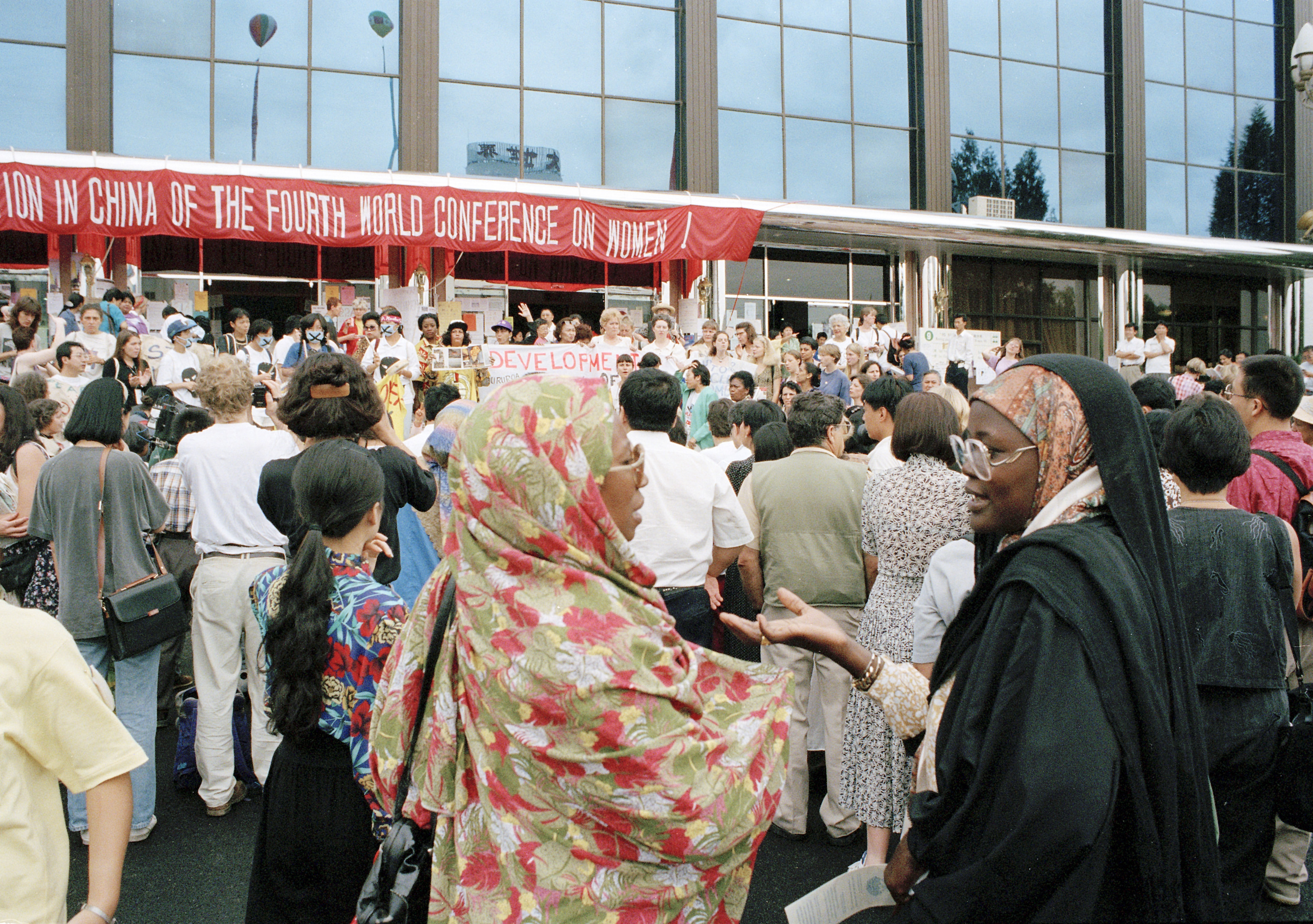 Women gather at the forum for nongovernmental organizations held in Huairou, China, part of the 1995 U.N. Fourth World Conference on Women in Beijing. Photo by Milton Grant, U.N. 