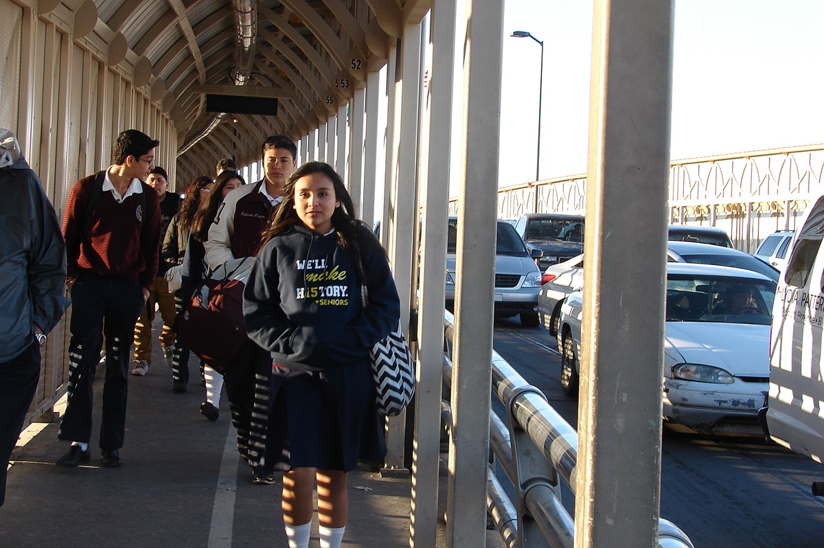 Dayna Barrera daily crosses the Stanton Street Bridge, over the Rio Grande River, to get from her home in Ciudad Juárez, Mexico, to Lydia Patterson Institute in El Paso, Texas. She’s this year’s valedictorian at the United Methodist school. Photo by Sam Hodges, UMNS