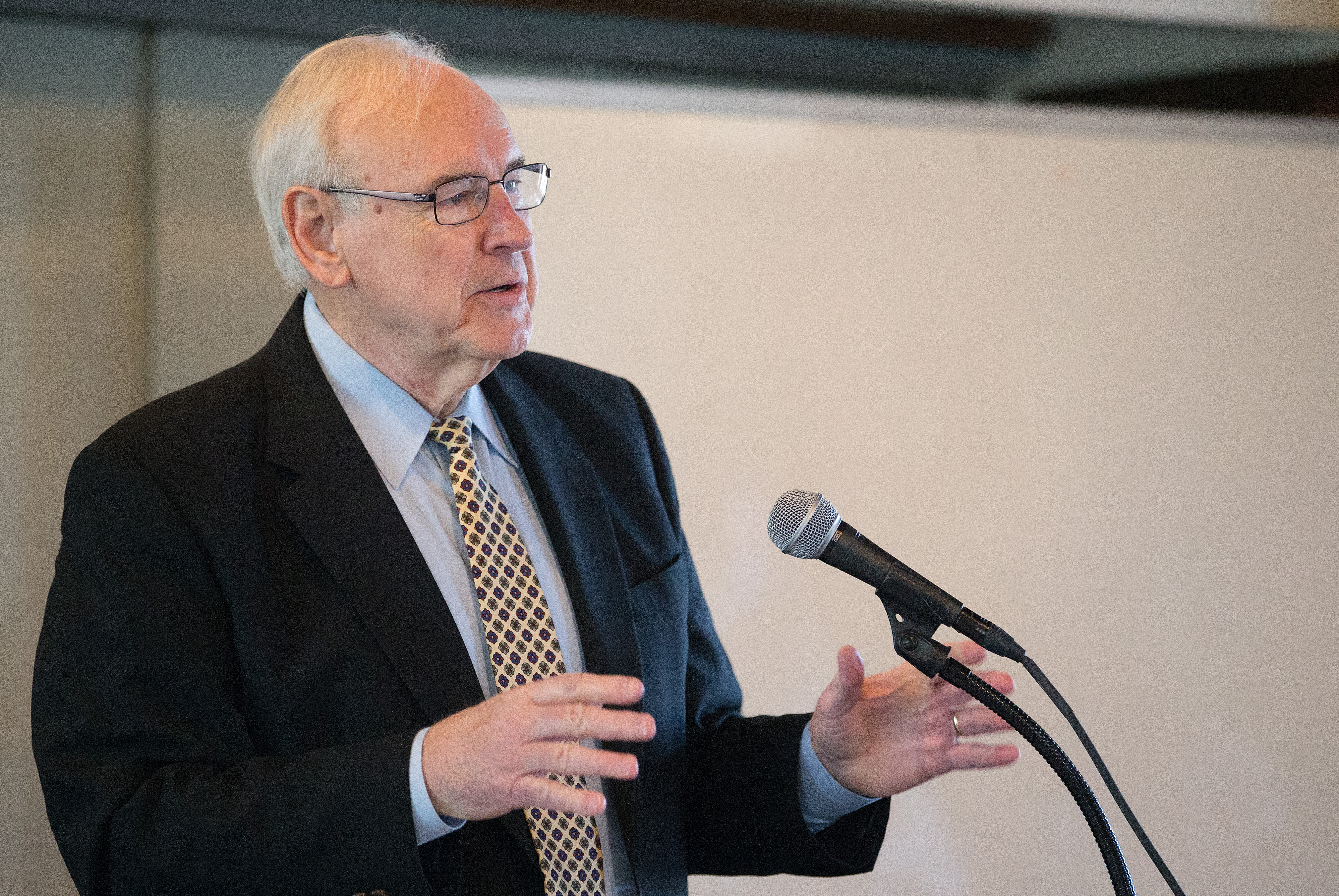 The Rev. M. Douglas Meeks speaks during a panel discussion on theological education at the Scarritt Bennett Center in Nashville, Tenn. Meeks is a professor at Vanderbilt Divinity School in Nashville. Photo by Mike DuBose, UMNS