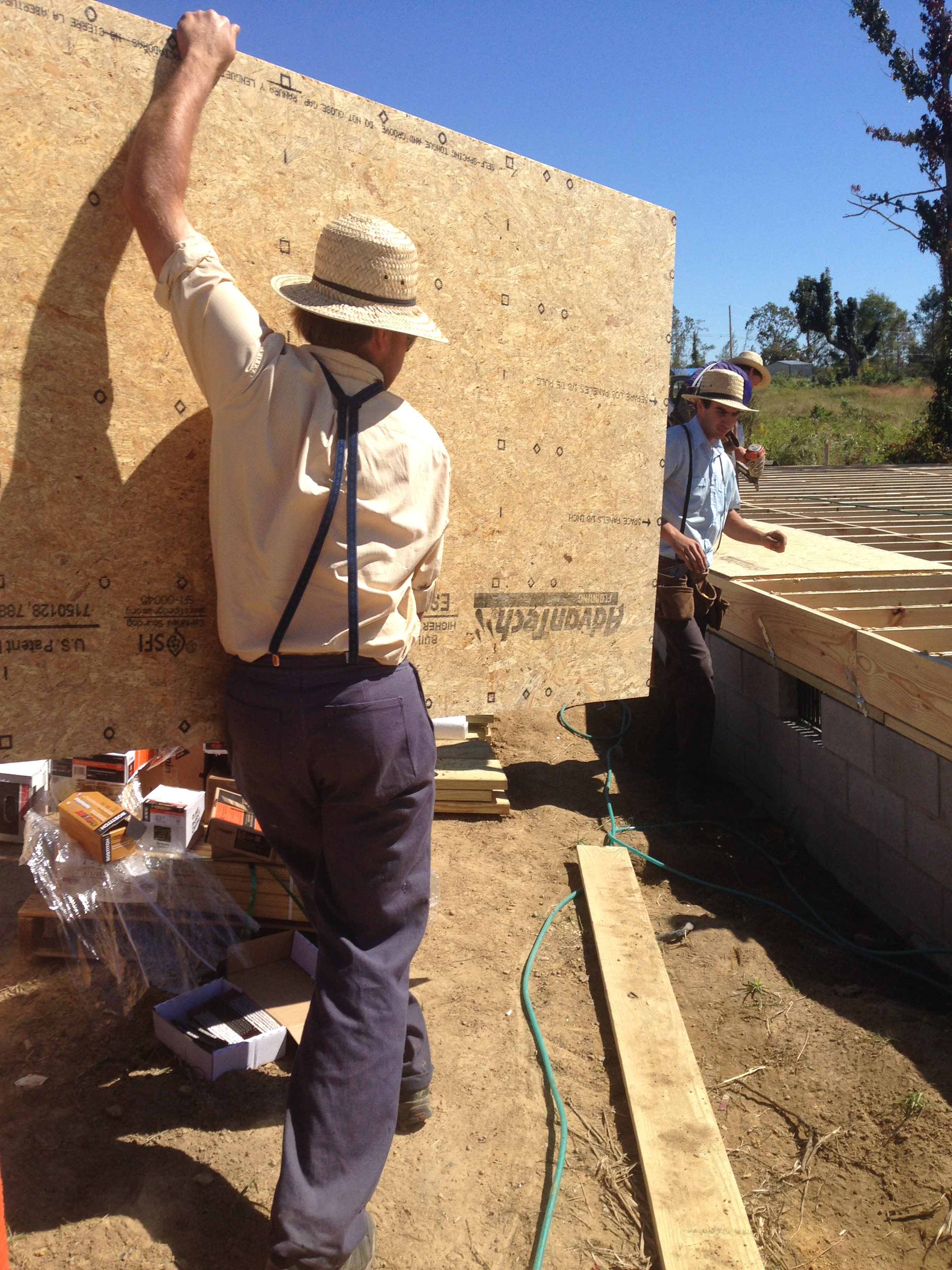 Mennonite Disaster Service volunteers help rebuild an uninsured home on Oct. 22, 2014, for a low-income family in Winston County, Mississippi. The home was one of hundreds destroyed by a tornado the previous spring. Photo by Mellie Jordon,UMNS