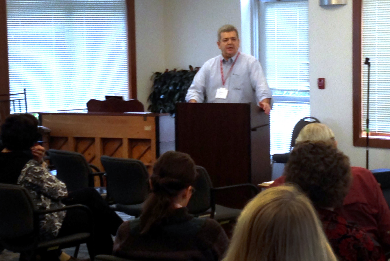 Greg Forrester, United Methodist Committee on Relief, speaks during a training session.  The denomination’s relief agency has expanded its disaster response training over the past decade. Photo courtesy of Greg Forrester