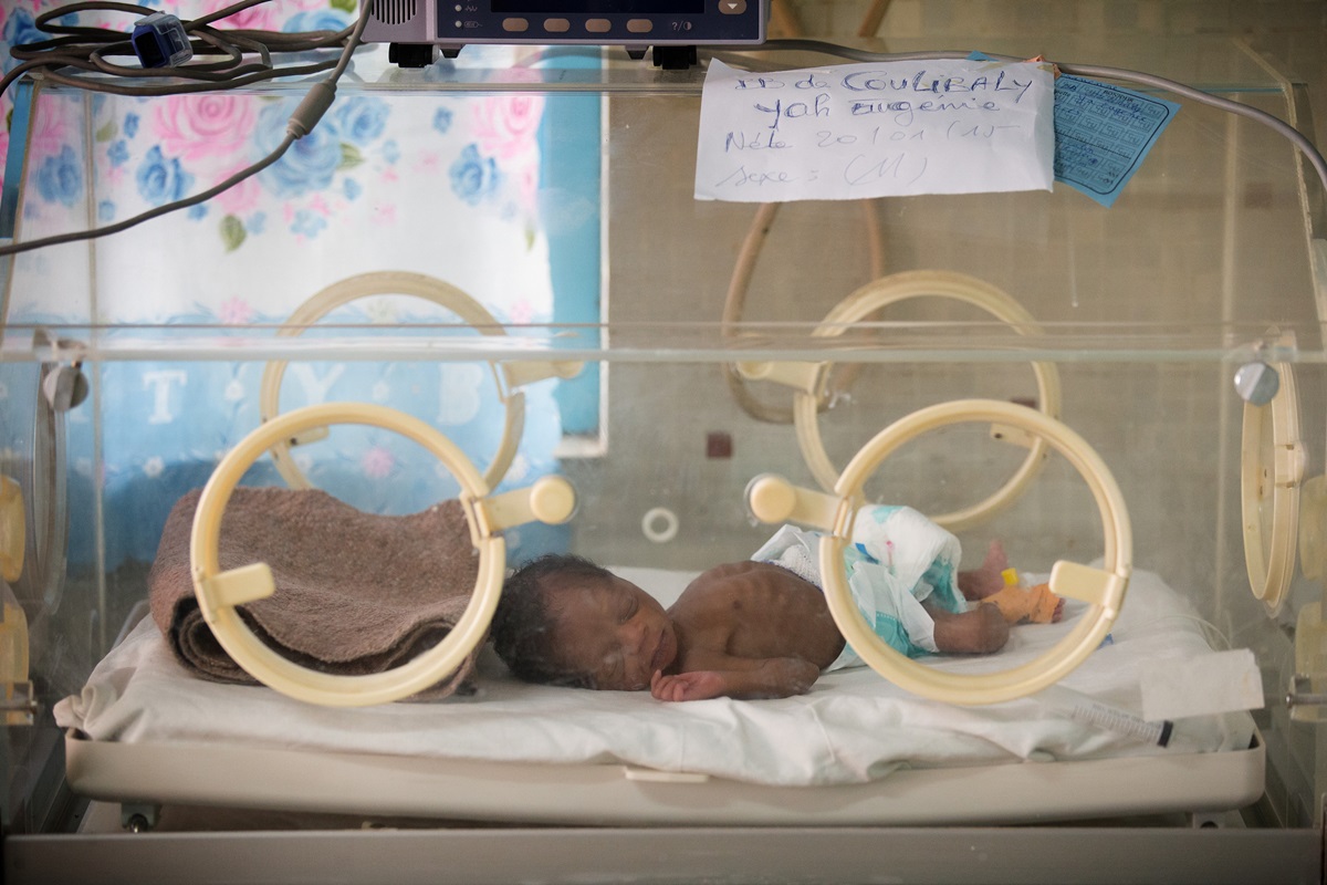 Premature baby Coulibaly Yah Eugenie lies in an incubator at Dabou Methodist Hospital in Dabou, Côte d'Ivoire, hub of the church's healthcare system in this West African nation. The World Health Organization has issued guidelines to improve the immediate care of premature babies in the context of an Ebola outbreak. 