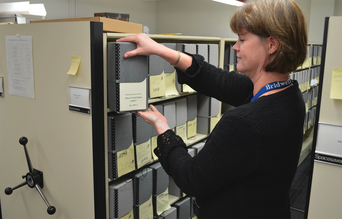 Colleen Bradley-Sanders, an archivist, spent 6,000 hours, over more than four years, reorganizing the Albert Outler papers at Bridwell Library. Photo courtesy of Bridwell Special Collections, Southern Methodist University