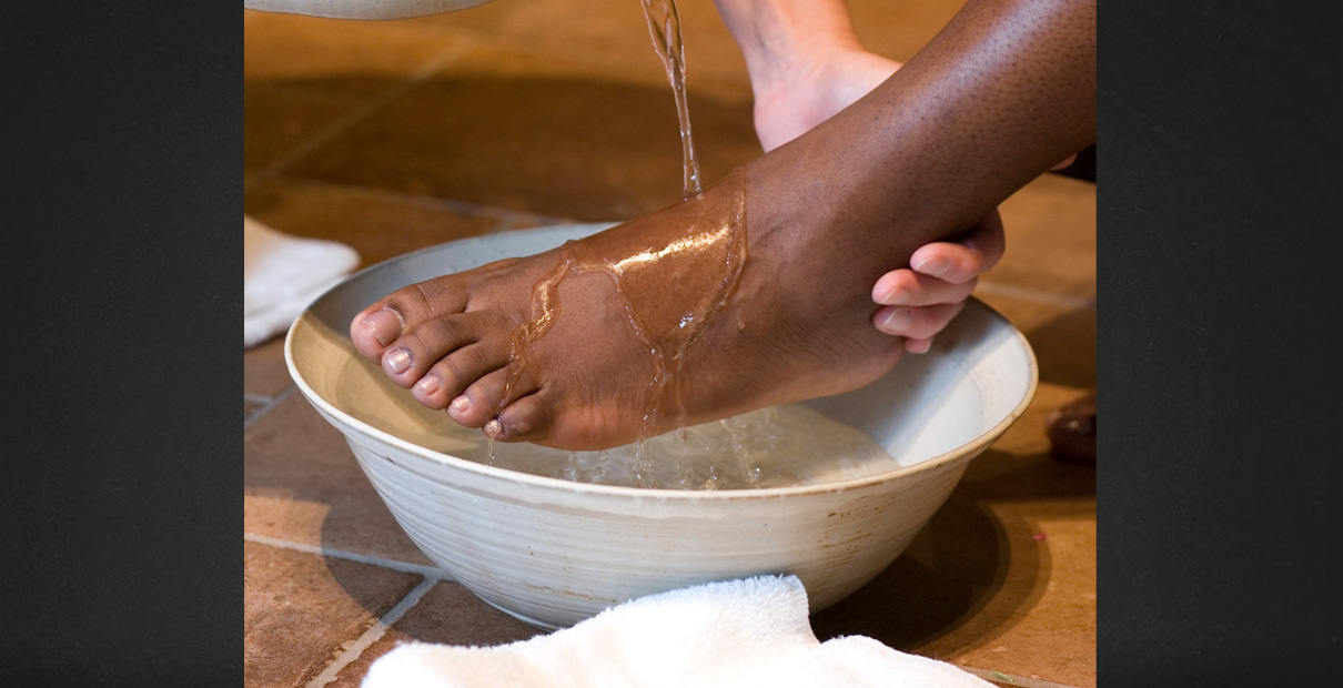 Holy Thursday foot washing at Belmont United Methodist Church, Nashville, Tennessee. Photo by Mike DuBose, United Methodist News Service. 
