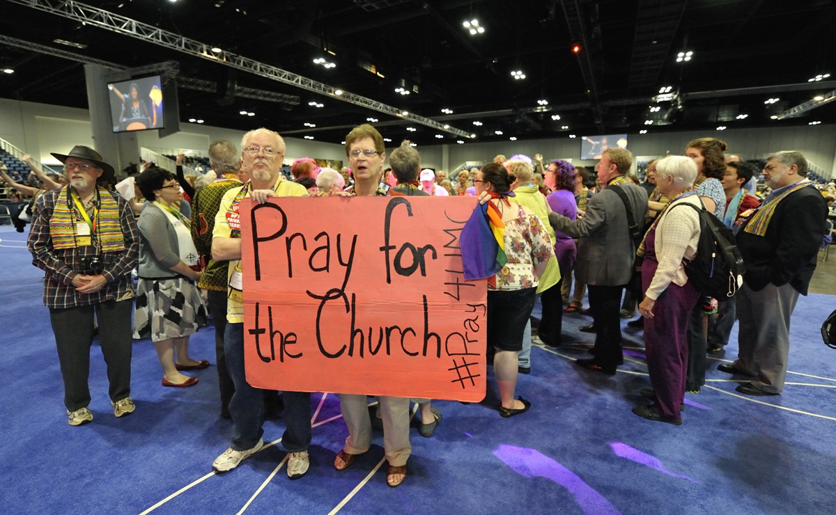 An alternative process for legislation related to the denomination’s stance on homosexuality is aimed at fostering more open dialogue. Demonstrations in support of full inclusion of gays and lesbians in the life of church were held at the 2012 General Conference. A file photo by Kathleen Barry, UMNS