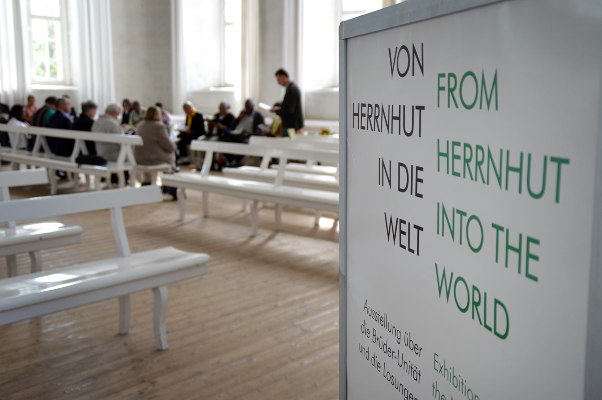 A group of 17 United Methodists, including six bishops, join in morning devotions at the Moravian Congregation at Herrnhut, Germany. The group made the pilgrimage to the historic home base of the Moravian Church to learn more about a movement that influenced John Wesley. Photo by Klaus Ulrich Ruof