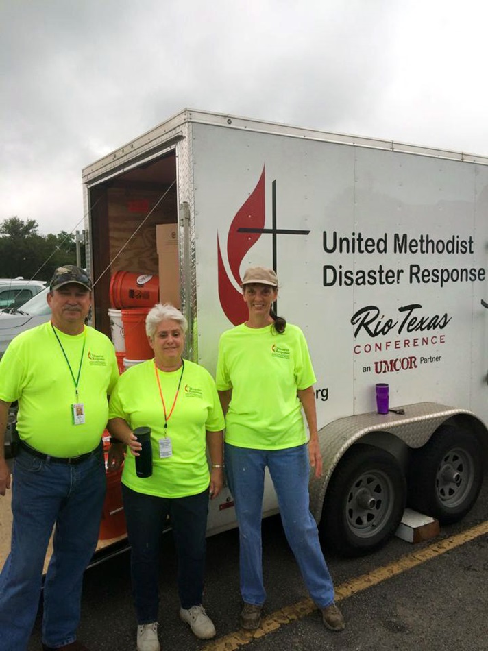 After persistent heavy rains flooded parts of south and central Texas over Memorial Day weekend, the Rio Texas Conference began relief efforts, including sharing flood buckets in the hard hit community of Wimberley. Photo by Scott Bradford.