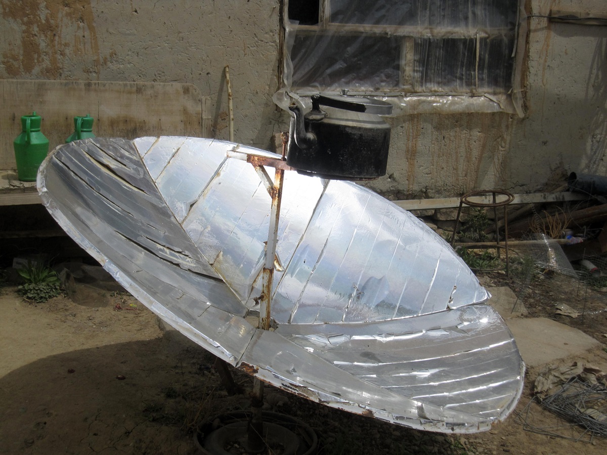 A solar heater for hot water is among the improvements for hygiene, sanitation and water developed through a community development program in Lal, Afghanistan.