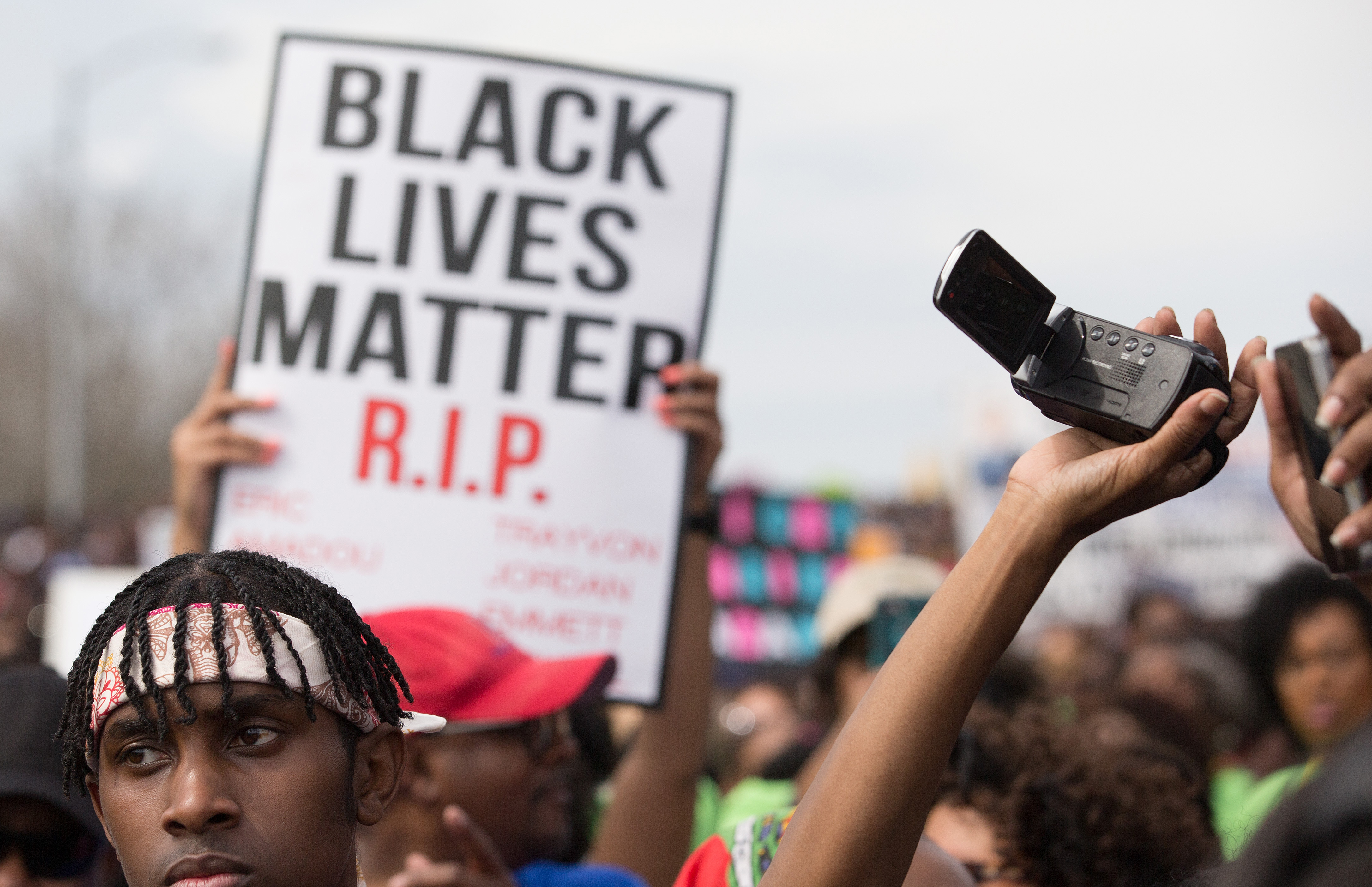 Marchers cross the Edmund Pettus Bridge in Selma, Ala., during the 50th anniversary observance of the "Bloody Sunday" protest seeking voting rights for African Americans. 