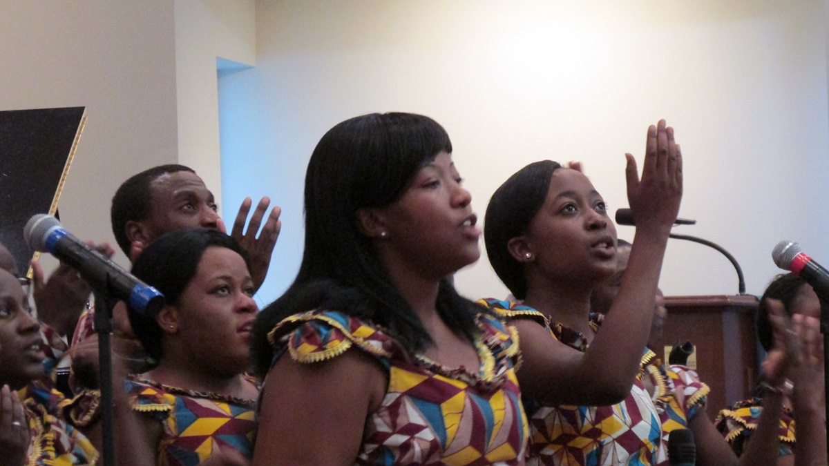 The Africa University Choir sang comforting hymn selections at Francis Burns United Methodist Church in Columbia, S.C., on June 19, the day after nine people were shot at Emanuel AME in Charleston. Photo by Betty Void