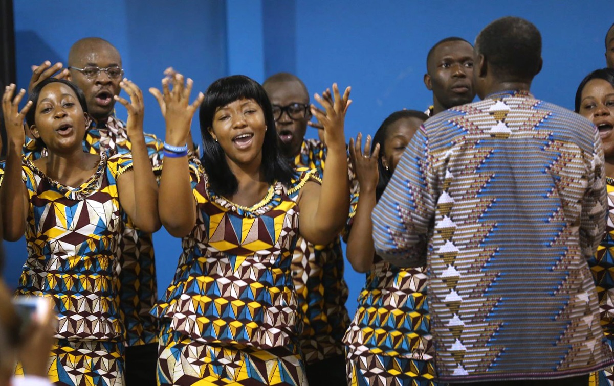 The Africa University choir sang consoling hymn selections including “Amazing Grace” and “From a Distance” for United Methodists in South Carolina. The choir was in South Carolina when  the shootings at Emanuel AME happened. Photo courtesy of Africa University 