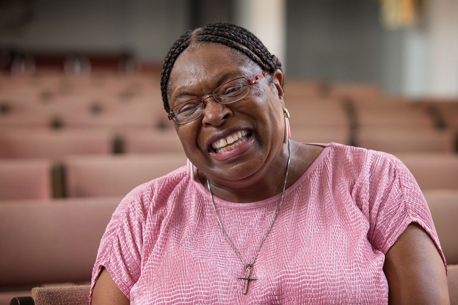 Margaret Ferguson Washington relays some of the history of First Grace United Methodist Church in New Orleans. Photo by Mike DuBose, UMNS.
