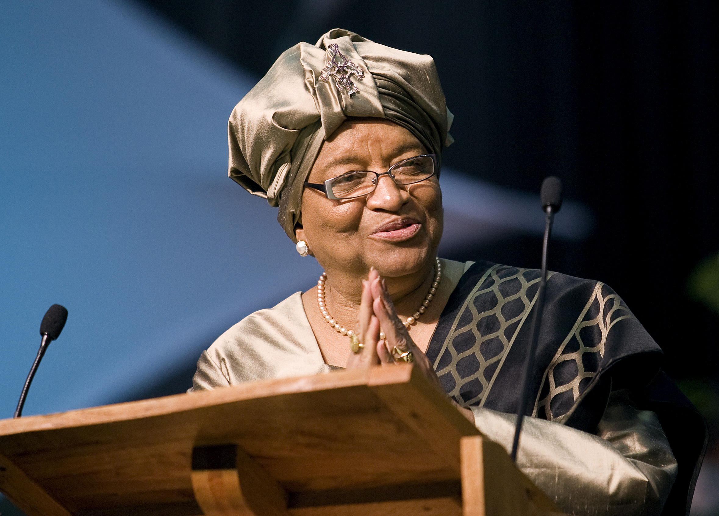 Liberian President Ellen Johnson Sirleaf, a United Methodist, says efforts to declare Liberia a Christian state would create “division among the citizens based on religious belief.” Sirleaf is shown addressing the 2008 United Methodist General Conference in Fort Worth, Texas. 2008 file photo by Mike DuBose