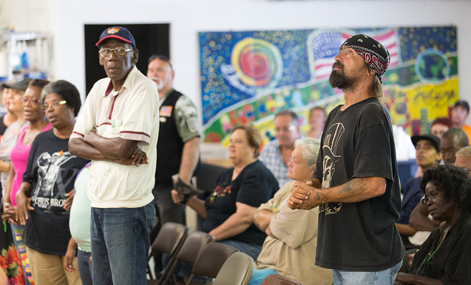 The Rev. Irvin Boudreaux discusses recovery efforts at Brooks United Methodist Church in New Orleans in 2006 nearly a year after Hurricane Katrina. File photo by Mike DuBose, UMNS.