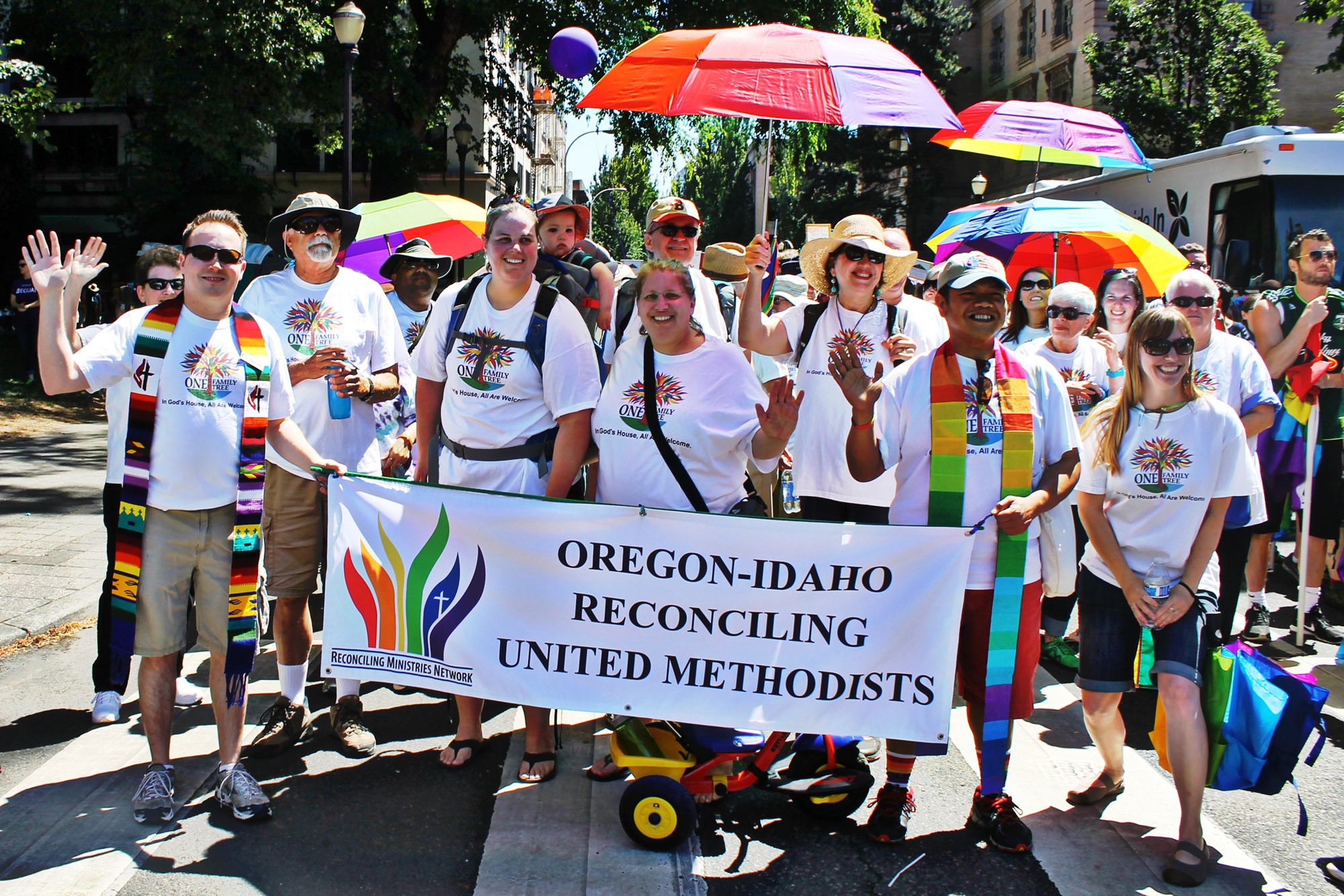 Members of First United Methodist Church in Portland, Ore., participate in the June 2015 Portland Pride Parade. Photo by Lori Clarke, courtesy of First United Methodist Church