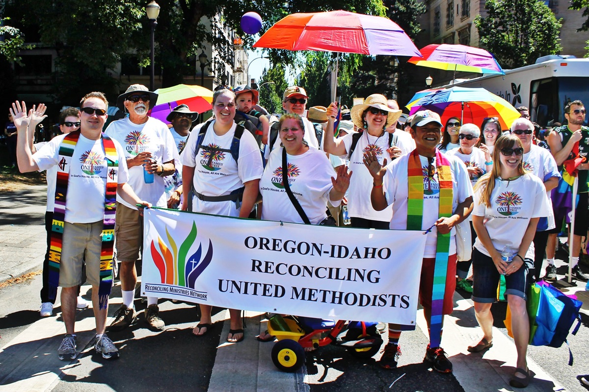 Members of First United Methodist Church in Portland, Ore., participate in the June 2015 Portland Pride Parade. Photo by Lori Clarke, courtesy of First United Methodist Church