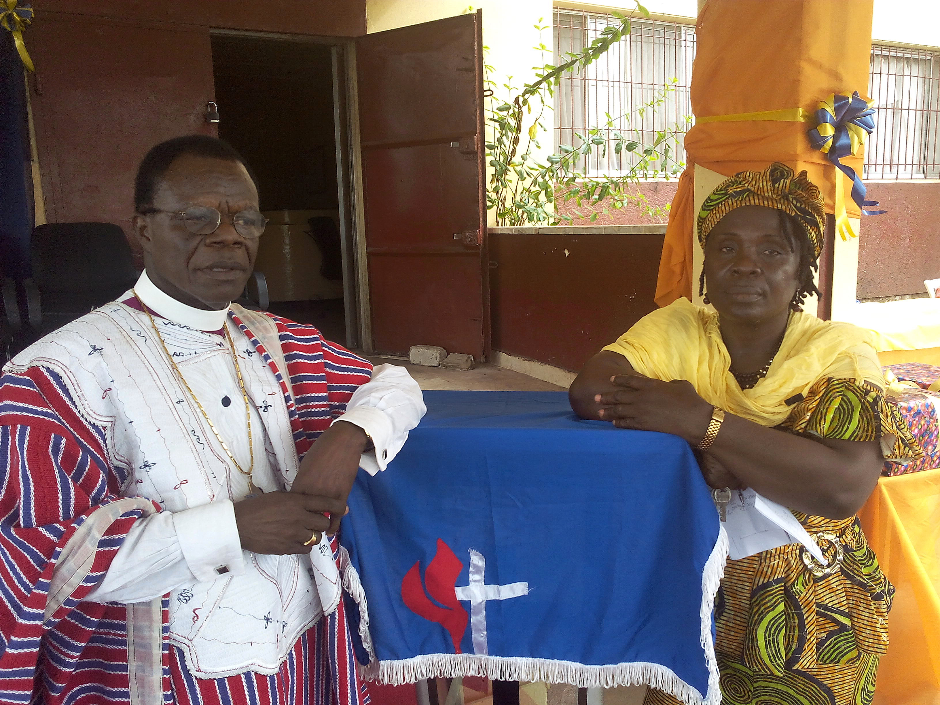 Bishop John Innis and the Rev. Dorothy MaCauley, head of the LUMEF office. 