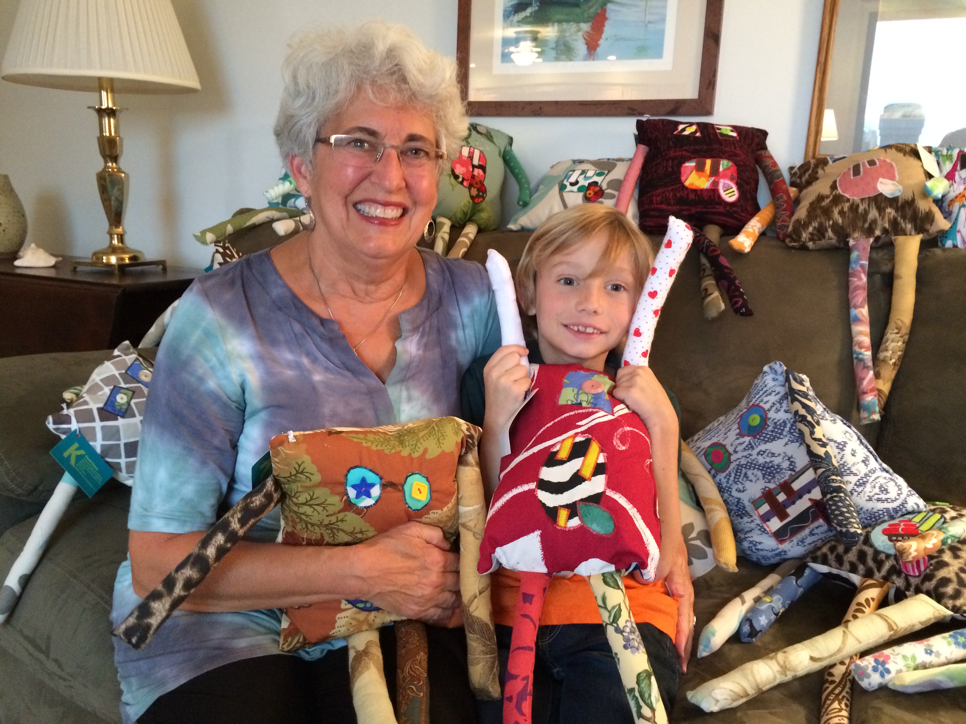 Kingston’s Kreatures are designed by 7-year-old Kingston Haynes, with sewing done by his grandmother, Rendy King. Kingston got his idea for providing comfort pillows to needy kids while attending vacation Bible school at Kitty Hawk United Methodist Church. Photo by Molly Harrison.