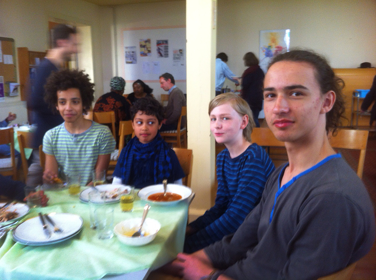 Jonathan Wilke, at right, and other young people are flocking to Immanuel United Methodist Church in Eberswalde, Germany. The church is defying the odds in the formerly Communist region by welcoming newcomers. Now, the church is striving to help refugees. Photo by Heather Hahn, UMNS