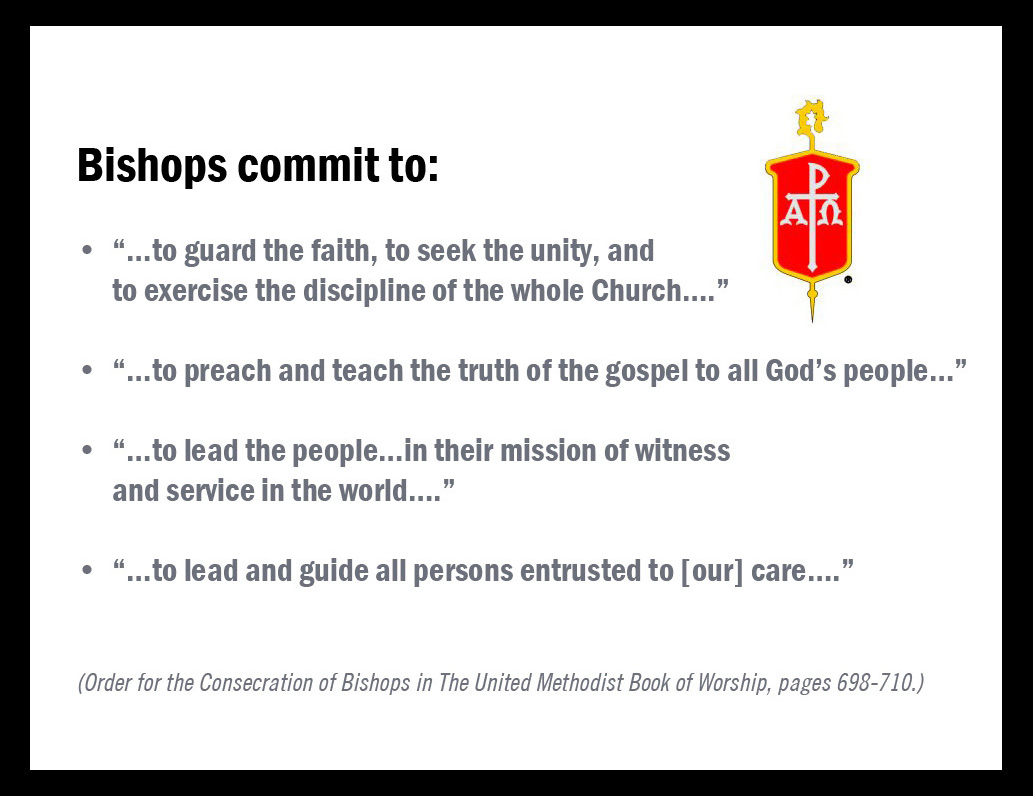 United Methodist bishops will consider adopting a covenant of accountability based on their consecration vows. 