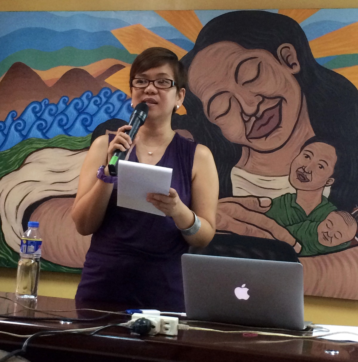 Darlene Marquez-Caramanzana, a United Methodist deaconess, documented the experiences of the women relatives of victims of human rights violations. She presented her research in a lecture series on “Women in the Revolutionary Struggle” on May 14 at the University of the Philippines. Photo courtesy of Benny Mendoza