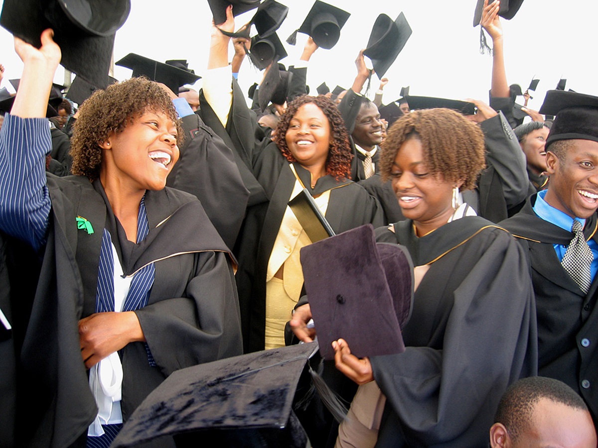 Africa University students celebrate their graduation in 2006. 