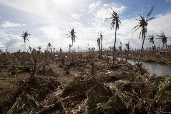 Typhoon Haiyan, a natural disaster made worse by climate change, laid waste to vast areas near Tanauan, Philippines in 2013. File photo by Mike DuBose, UMNS.