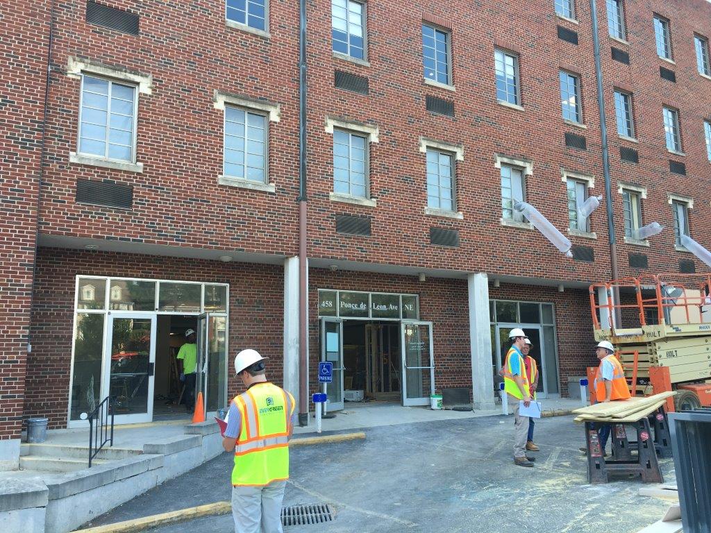 Work continues on the south building of the new Atlanta headquarters of the United Methodist Board of Global Ministries, adjacent to the area where the Welcome Center and Living Room space will be located. The south building will also house the Center for Mission Innovation and Communications areas. Photo by Jess Cusick, Global Ministries