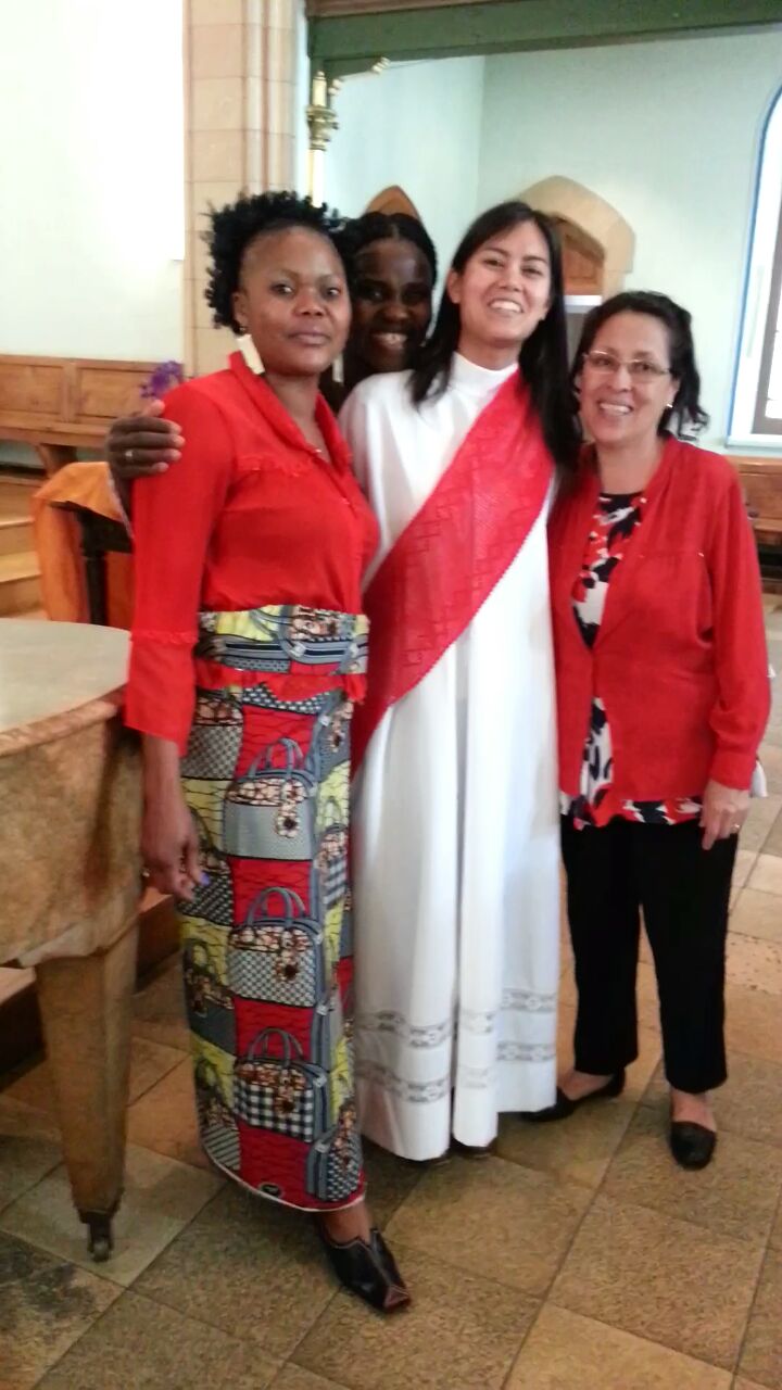 The women's singing group, the Rev. Erika Stalcup, center, prepare multilingual songs for Pentecost. Photo courtesy of the Rev. Erika Stalcup, Eglise Evangélique Méthodiste.