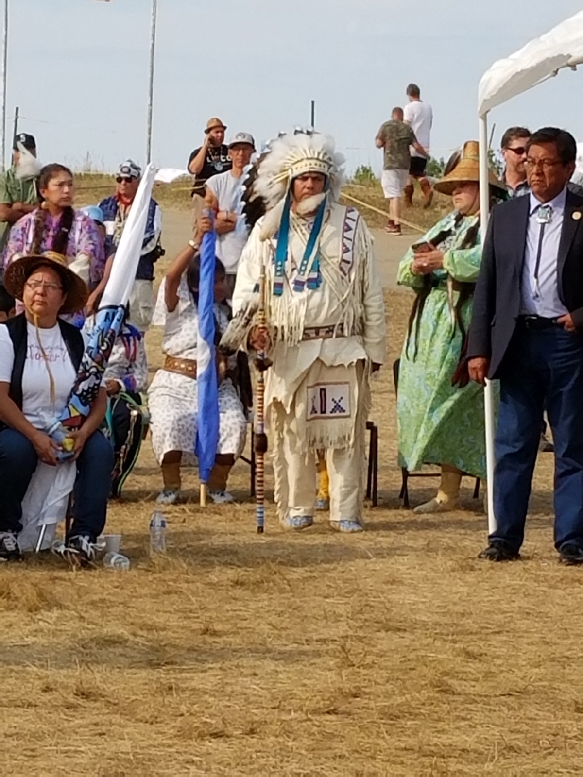 Tribal people from several nations gather daily at the protest campsite to pray for an end to the Dakota Access Pipeline construction. Photo courtesy of Dallas Parker, Oklahoma Indian Missionary Conference.
