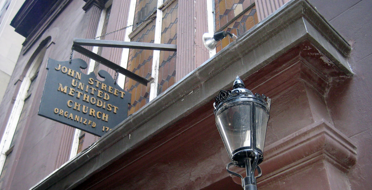 This year, John Street United Methodist Church in New York, N.Y. celebrates its 250th anniversary as Methodism's oldest continuous congregation in the U.S. Photo by Wally Gobetz courtesy of Creative Commons.