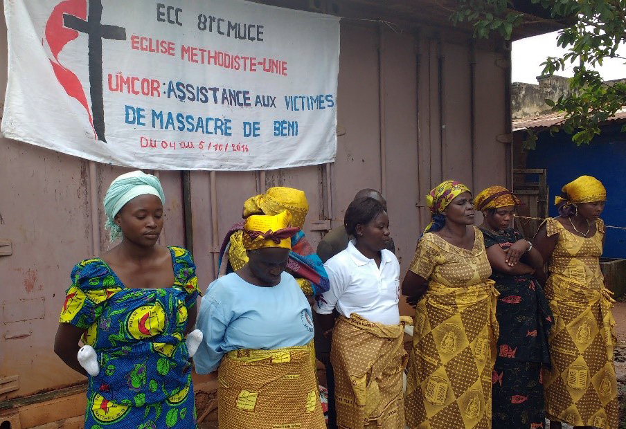 A team of United Methodist women from the United Methodist Church of Beni participated in distributing food and other supplies to survivors of a brutal attack blamed on rebel forces.