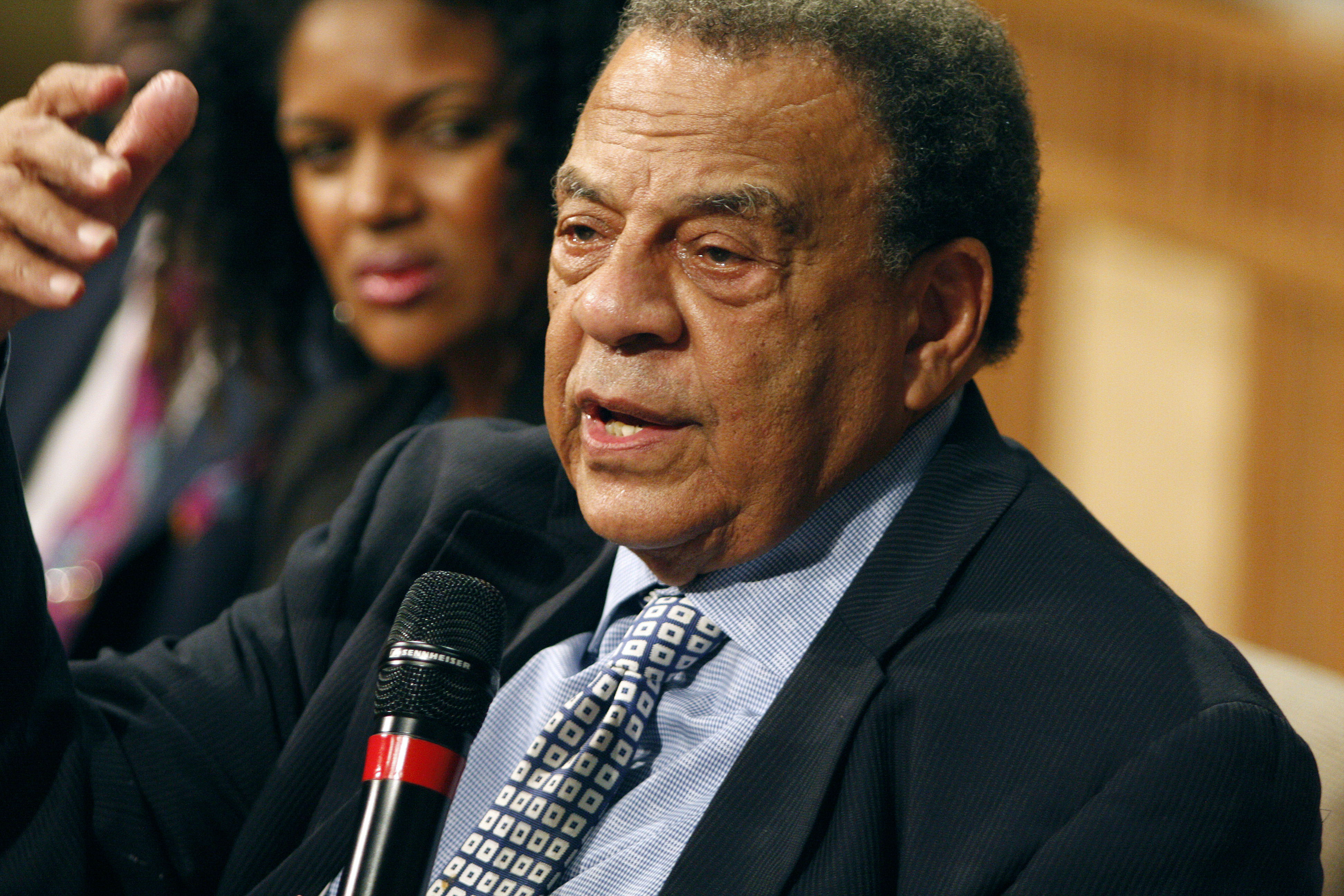 Civil rights leader Andrew Young gives the closing remarks during the national Prison Summit on Mass Incarceration sponsored by the United Methodist Strengthening the Black Church for the 21st Century at Concord Church of Dallas. Young has served as a member of Congress, mayor of Atlanta and U.S. ambassador to the United Nations. Photo by Kathy L. Gilbert, UMNS.