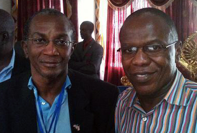 Dr. Stephen B. Kennedy (left) and Dr. Francis Kateh took an experimental Ebola vaccine before Liberia’s legislature to testify that the drugs are safe to use. Initiated in February of 2015, the Ebola Trial Vaccines are now ready for use as a tool of prevention in the event of another outbreak. Photo by Julu Swen, UMNS.