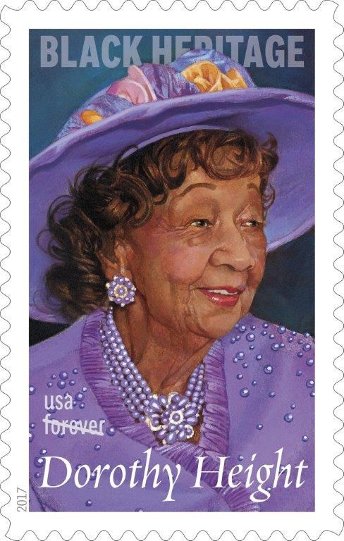 A commemorative “forever” stamp honoring Dorothy Height goes on sale Feb. 1, 2017. Image courtesy of the U. S. Postal Service.