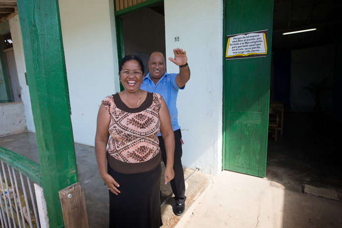 Missionaries Lourdes Vazquez (left) and Roberto Pozo lead the Caraballo Mission, an outreach of San Antonio Methodist Church in San Antonio de Rio Blanco, Cuba. Photo by Mike DuBose, UMNS.