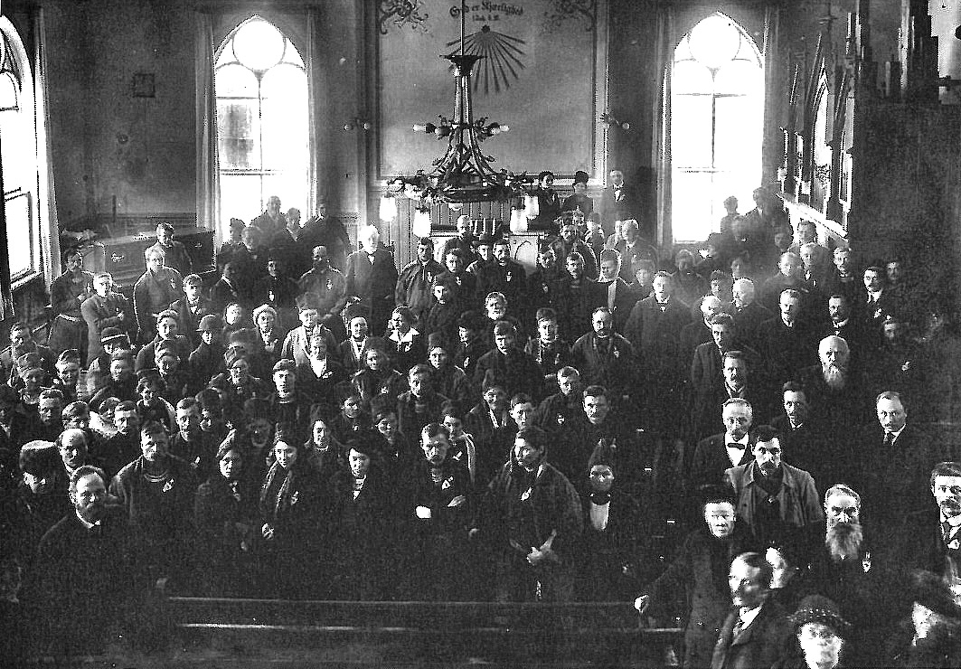 In February 1917, the ﬁrst congress of people of Sámi origin (indigenous people of northern Norway, Sweden, Finland and Russia), gathered in Trondheim Methodist Church. A smaller church existed on the same site as the current church building. This was the very ﬁrst time that the Sámi came together across national borders to work together to ﬁnd solutions for common problems. Photo courtesy of Trondheim Methodist Church.