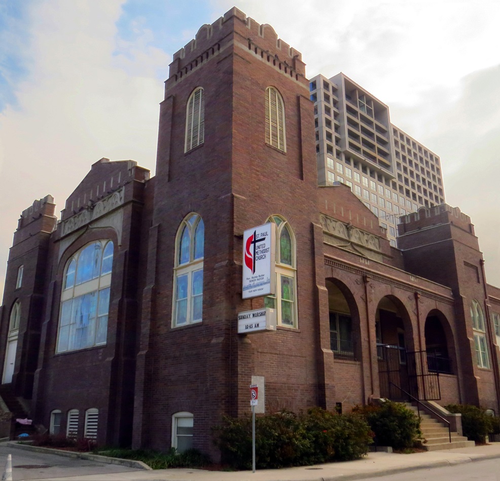 St. Paul United Methodist Church in Dallas recently went on the National Register of Historic Places. The Collegiate Gothic Revival sanctuary was built from 1913 to 1927, as funds were available. St. Paul is the only predominantly African-American church left in a part of downtown Dallas that was a center of black life during segregation. Photo by Sam Hodges, UMNS.