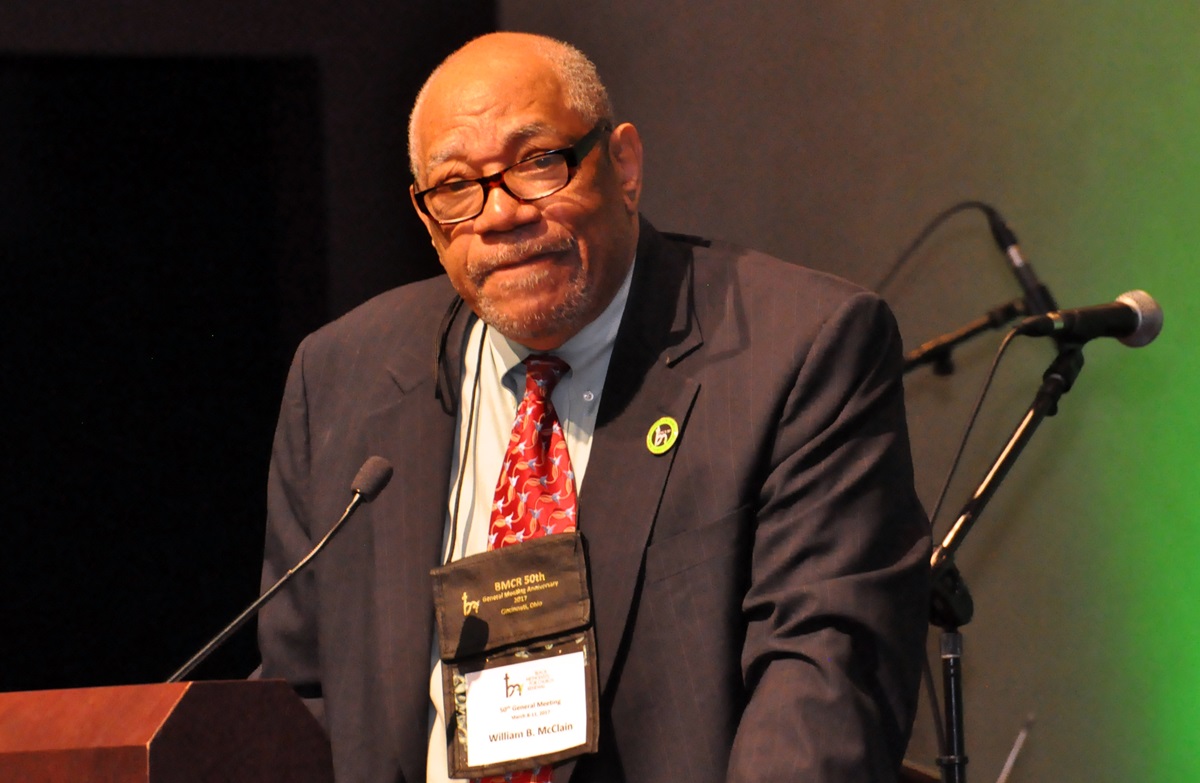 The Rev. William Bobby McClain recalled highlights in the movement of black Methodist history in his keynote address at the Black Methodists for Church Renewal meeting March 8-11, in Cincinnati. McClain is an original caucus board member and professor emeritus at Wesley Theological Seminary in Washington. Photo by John Coleman, UMNS.