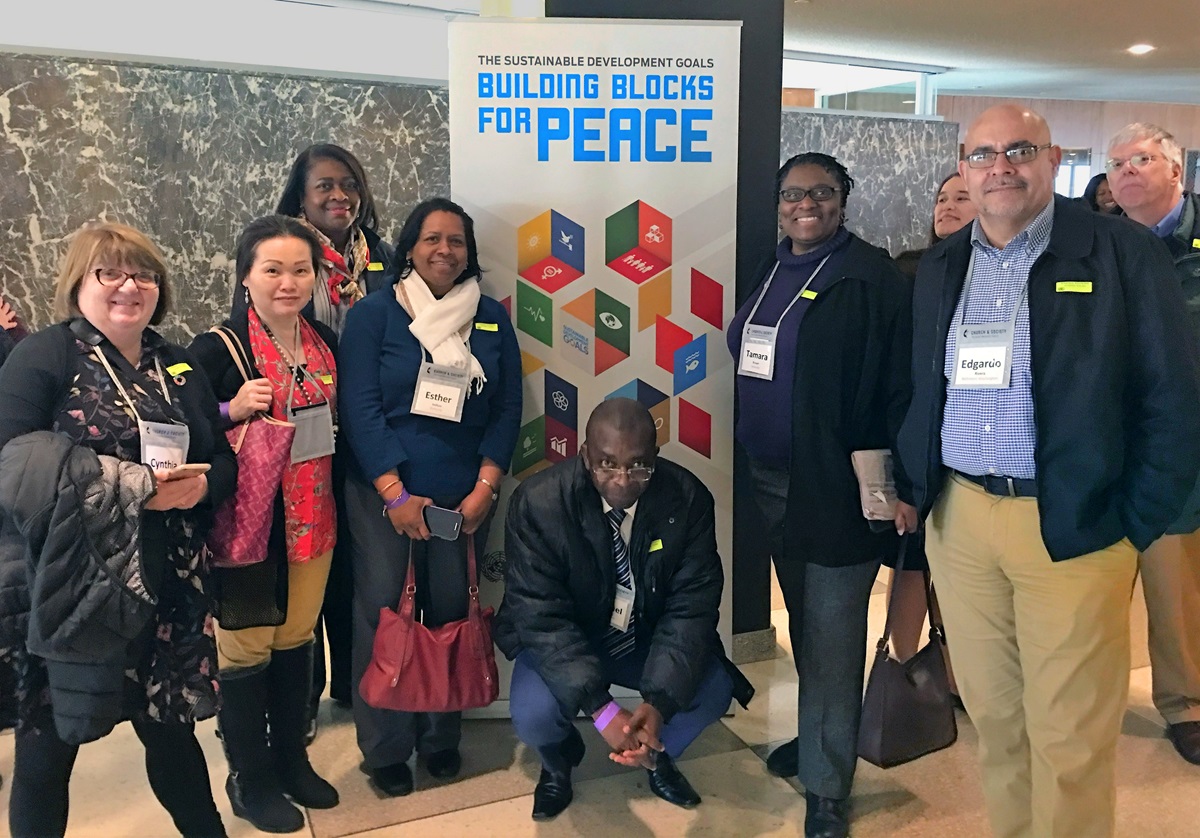 Directors of the United Methodist Board of Church and Society tour the United Nations after their March 24 meeting at the Church Center for the U.N. Photo by Levi Bautista, GBCS.