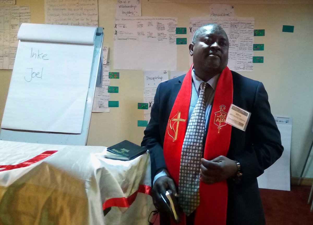 Nigeria Area Bishop John Wesley Yohanna speaks at a roundtable discussion in Lagos, Nigeria, in March. Organized by the United Methodist Board of Global Ministries, the three-day roundtable focused on the future of The United Methodist Church in Nigeria. Photo by the Rev. Ande I. Emmanuel, UMNS.