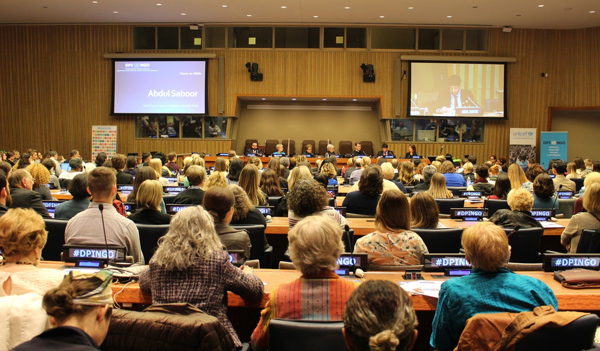 A panel discussion at U.N. headquarters focuses on the role of faith-based organizations in refugee resettlement work. The panel was part of the Focus on Faith series of the U.N.’s Department of Public Information- Non-Governmental Organizations, and organized in partnership with LDS Charities. Photo courtesy of Ryan John Koch, LDS New York Office of Public and International Affairs.